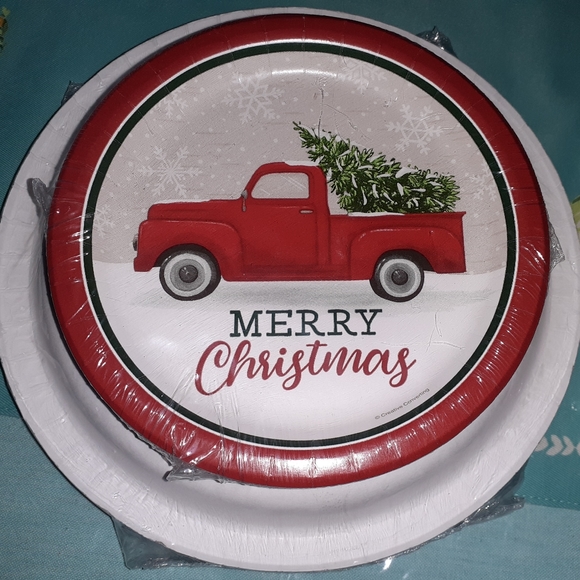 Christmas Red Truck  Papers Plates Napkins - Picture 2 of 5